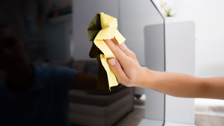 تمیز کردن شیشه تلویزیون